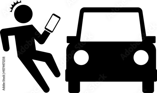 スマホを見ていて車に轢かれそうになる人
