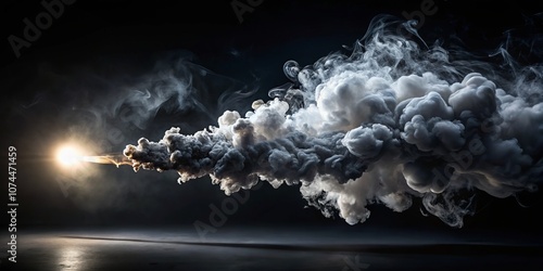 Captivating Black Smoke Background with a Glimmering White Light: Ideal for Creative Projects and Visual Effects Use photo