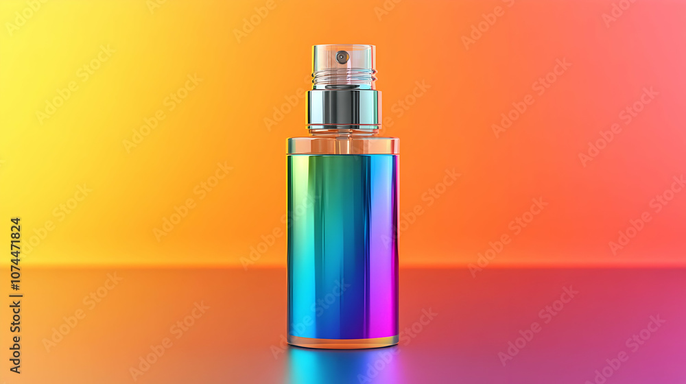Rainbow Spray Bottle on Gradient Background 3D Illustration Rainbow Spray Bottle on Gradient Background 3D Illustration
