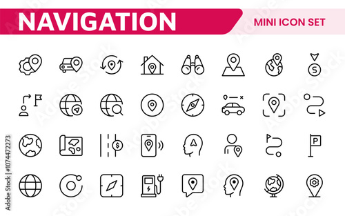 Maps Icon Set. Versatile and visually appealing icons for navigation, location services, and travel apps, designed to enhance user experience and make exploring the world more intuitive and enjoyable.