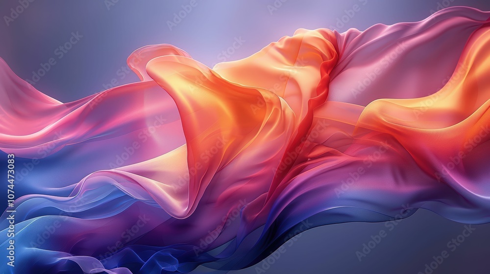 Colorful Flowing Fabric Waves in Abstract Design Creating Vibrant Motion and Depth with Soft Gradients and Smooth Transitions in a Dreamlike Atmosphere Colorful Flowing Fabric Waves in Abstract Design Creating Vibrant Motion and Depth with Soft Gradients and Smooth Transitions in a Dreamlike Atmosphere