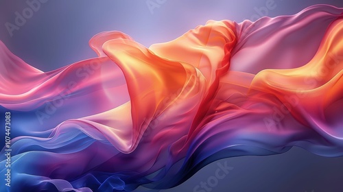 Colorful Flowing Fabric Waves in Abstract Design Creating Vibrant Motion and Depth with Soft Gradients and Smooth Transitions in a Dreamlike Atmosphere