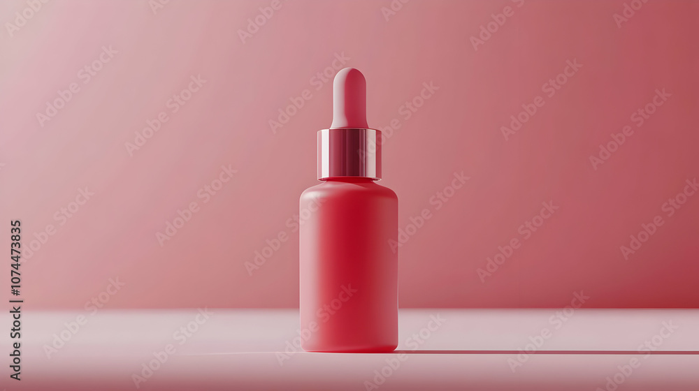 Pink Dropper Bottle on Pink Background - 3D Illustration Pink Dropper Bottle on Pink Background - 3D Illustration