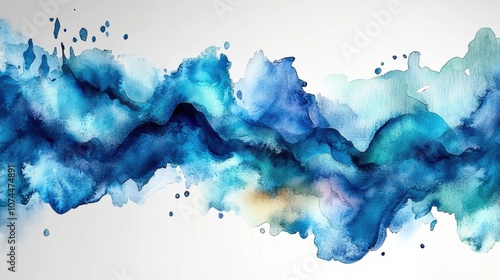 Abstract Fluid Artwork with Shades of Blue and Turquoise, Perfect for Home Decor and Modern Aesthetic Backgrounds, Evokes Calmness and Serenity