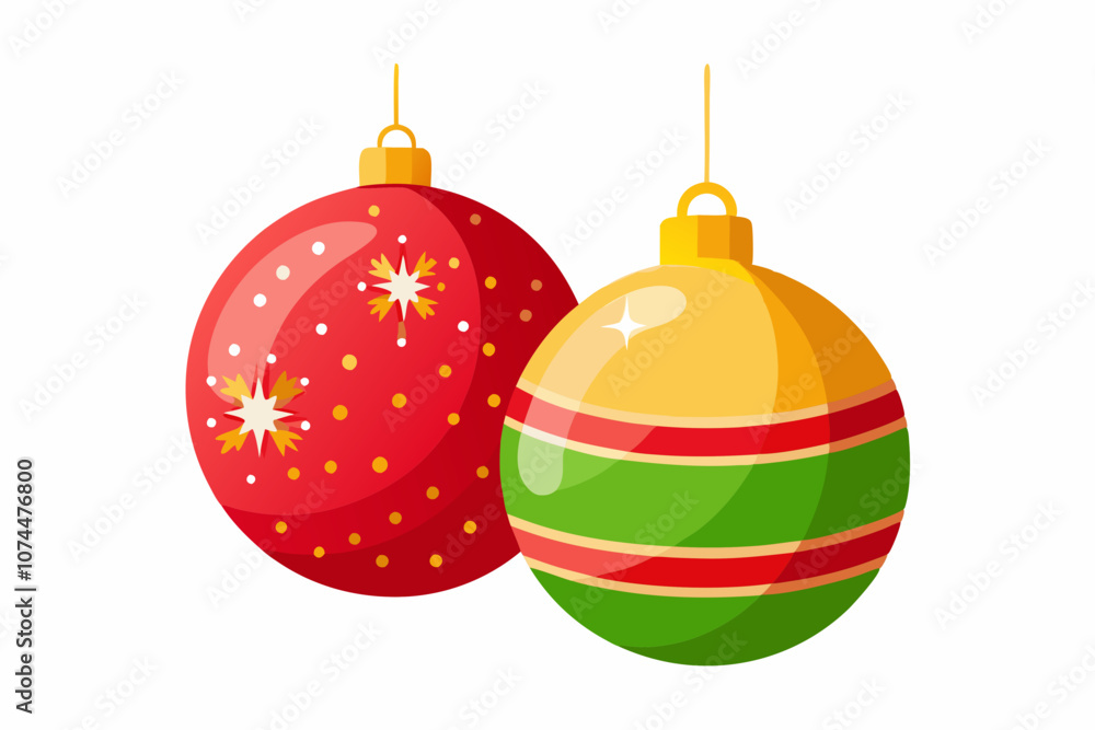 Christmas ornaments with glitter Isolated on White vector illustration Christmas ornaments with glitter Isolated on White vector illustration