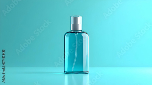 Glass Bottle with Blue Liquid on a Blue Background 3D Illustration