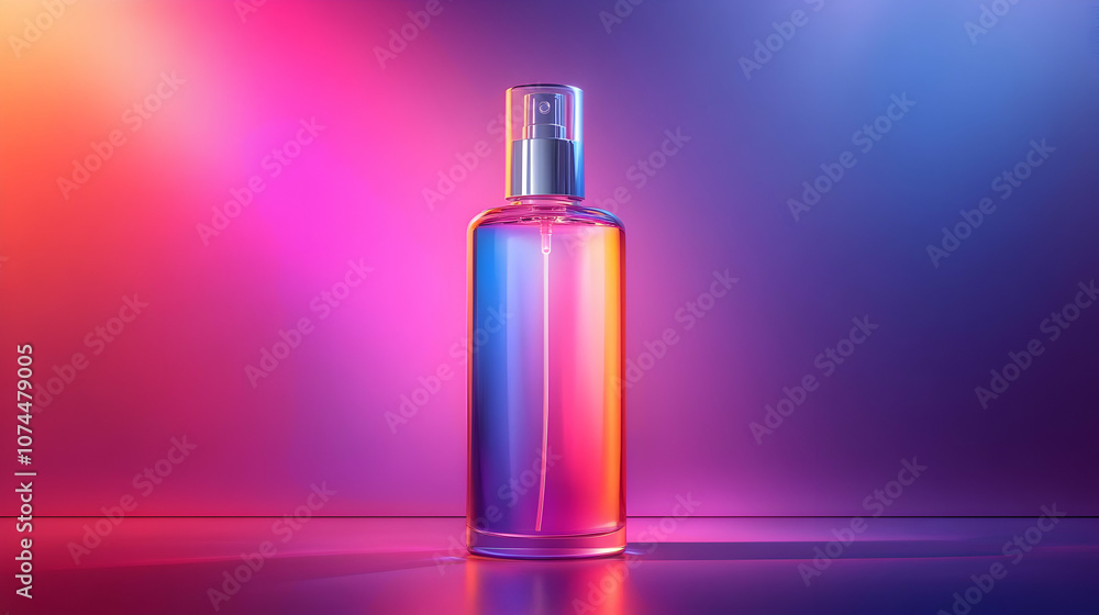 Glass Spray Bottle with Neon Lighting - 3D Render Glass Spray Bottle with Neon Lighting - 3D Render