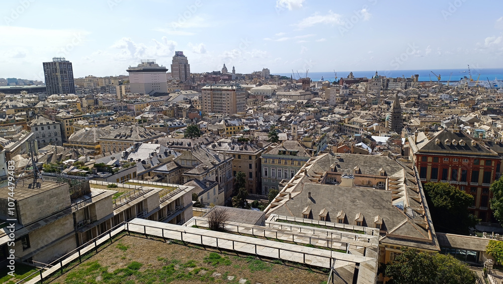 Panoramic view of the city of Genoa Italy