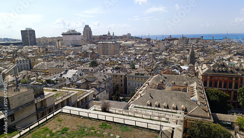 Obraz na płótnie Panoramic view of the city of Genoa Italy w salonie