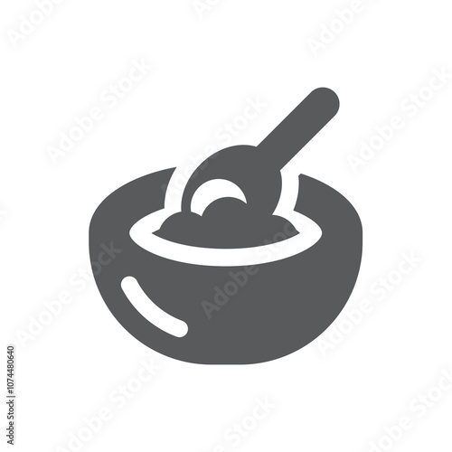 Bowl of breakfast with spoon vector icon. Porridge, cereal or oatmeal symbol.