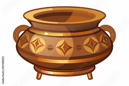  Antique Indian Brass Pot over white background