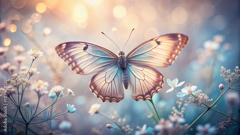 Elegant Butterfly Captured in Minimalist Style with Exquisite Detail and Soft Background, Showcasing Nature's Delicate Beauty in a Serene and Refined Composition