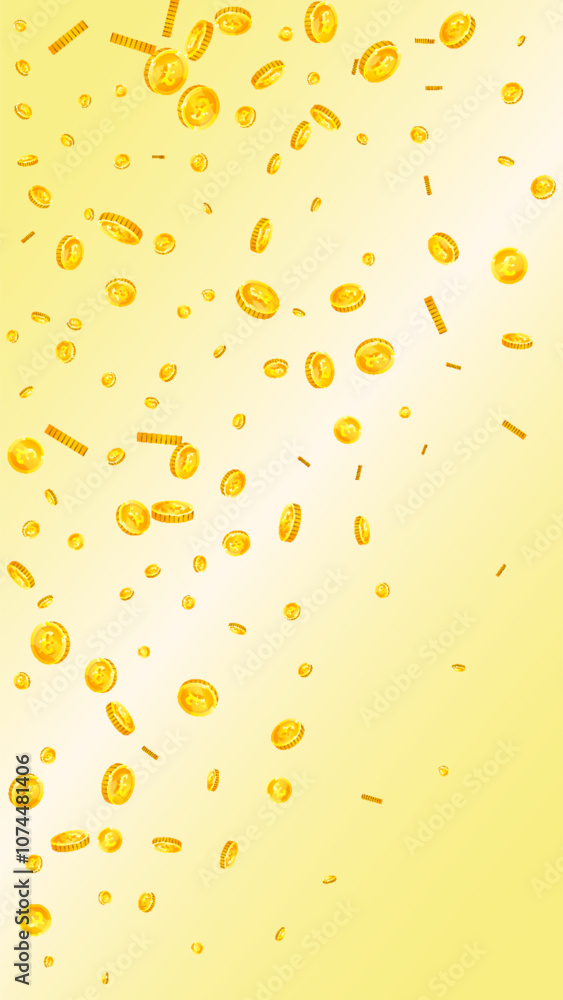 British pound coins falling. Scattered gold GBP British pound coins falling. Scattered gold GBP