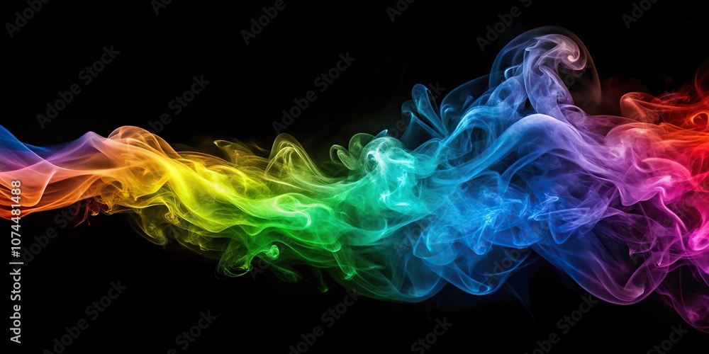 Abstract rainbow oil electrical smoke on a graduated to black background with a tilted angle Abstract rainbow oil electrical smoke on a graduated to black background with a tilted angle