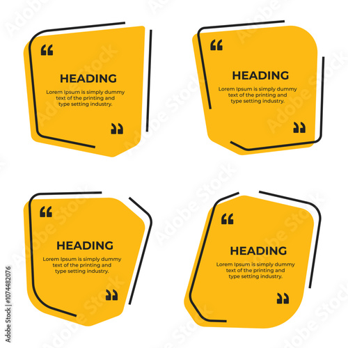 Heading text box with quote marks simple flat vector illustration