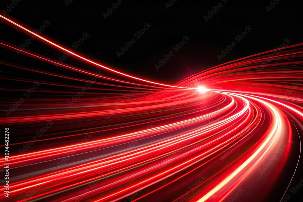 Fototapeta premium Abstract red light trails in the dark background