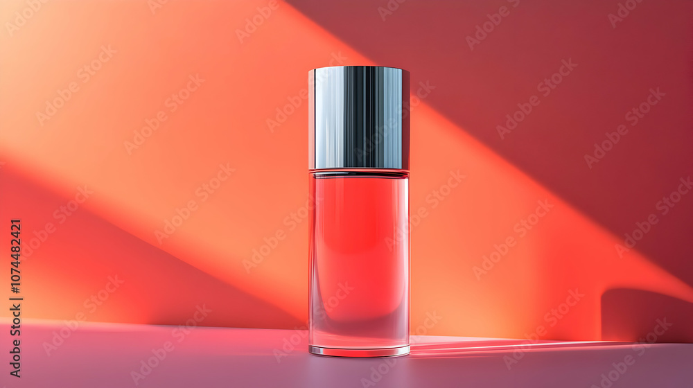 Product Bottle 3D Render with Red and Pink Background Product Bottle 3D Render with Red and Pink Background