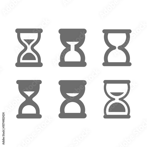 Hourglass vector icon set. Sandglass or sand clock icons.