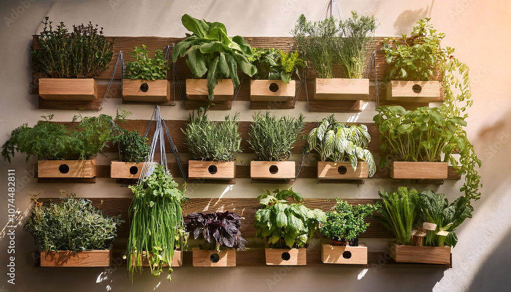 Hanging Herb Garden with Vertical Planters on a Wall Hanging Herb Garden with Vertical Planters on a Wall