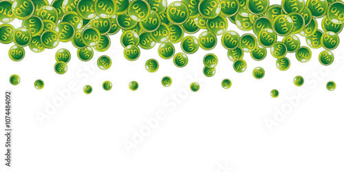 Vitamin Q10 round capsules scattered randomly.