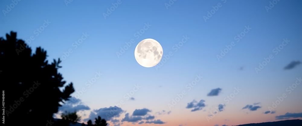 Full Moon Rising Above Horizon Silhouette Full Moon Rising Above Horizon Silhouette