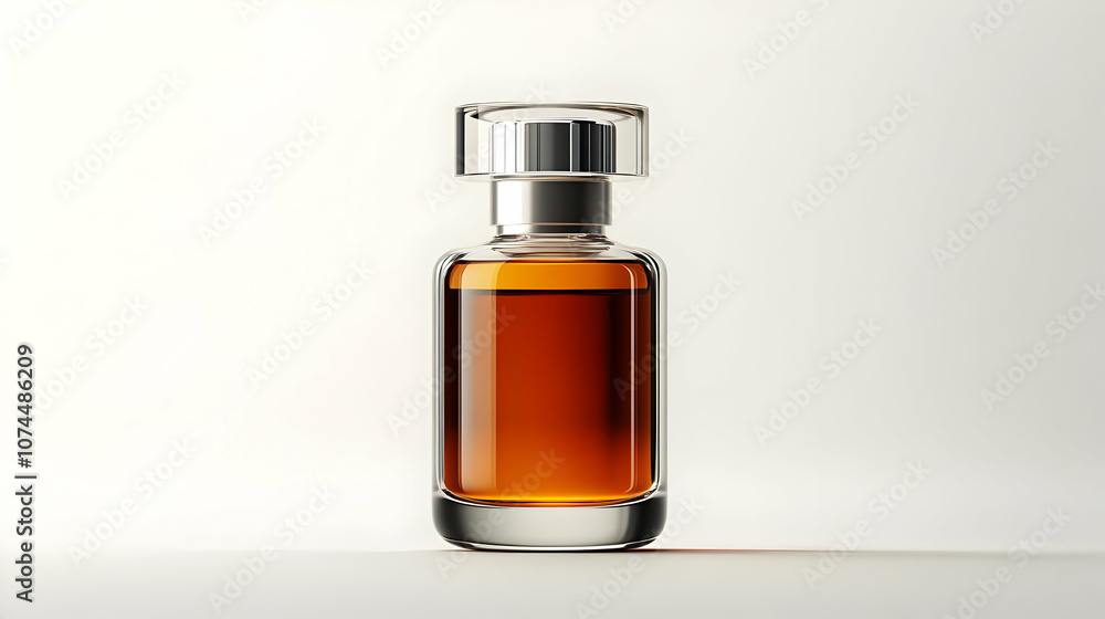 Glass Perfume Bottle with Amber Liquid 3D Illustration Glass Perfume Bottle with Amber Liquid 3D Illustration