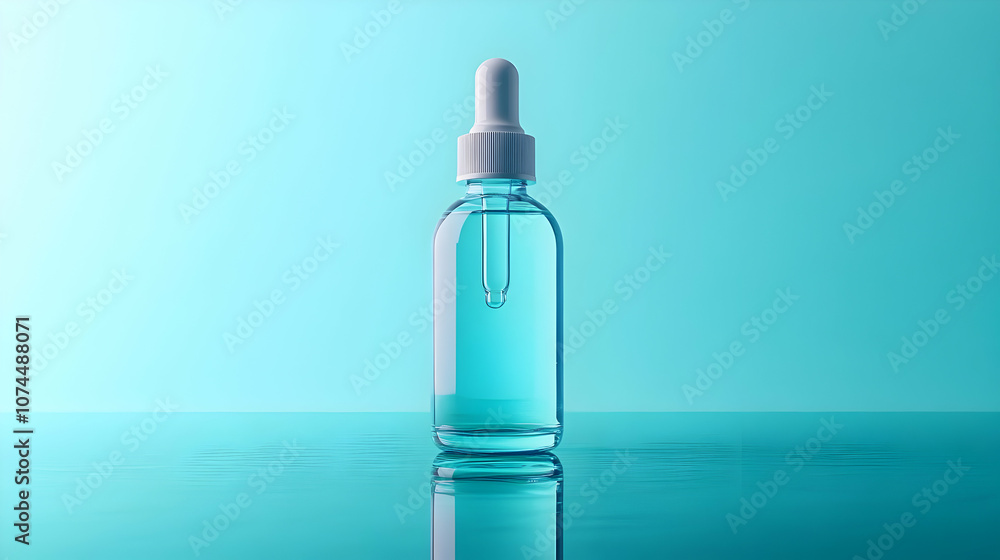 Dropper Bottle Mockup with Teal Background Illustration Dropper Bottle Mockup with Teal Background Illustration