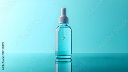 Dropper Bottle Mockup with Teal Background Illustration