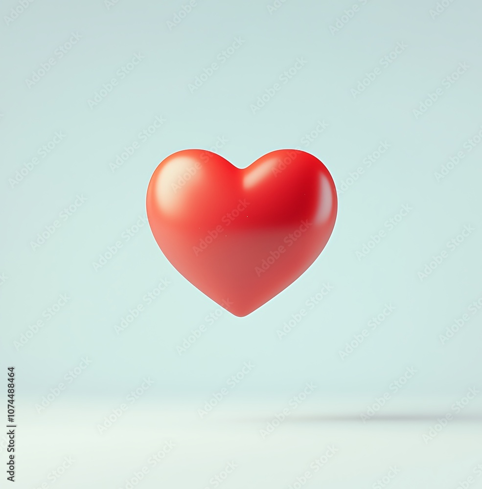 A red heart icon floating on a white background A red heart icon floating on a white background