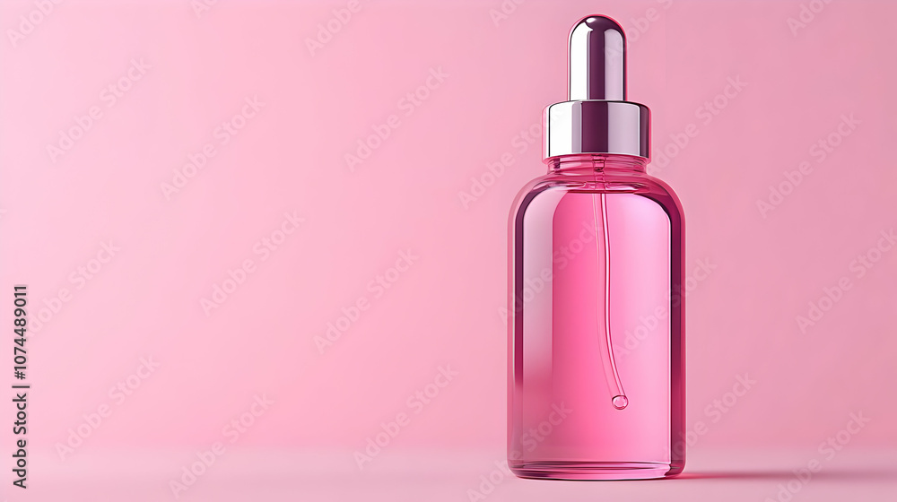 Pink Glass Bottle with Dropper Realistic 3D Render Pink Glass Bottle with Dropper Realistic 3D Render