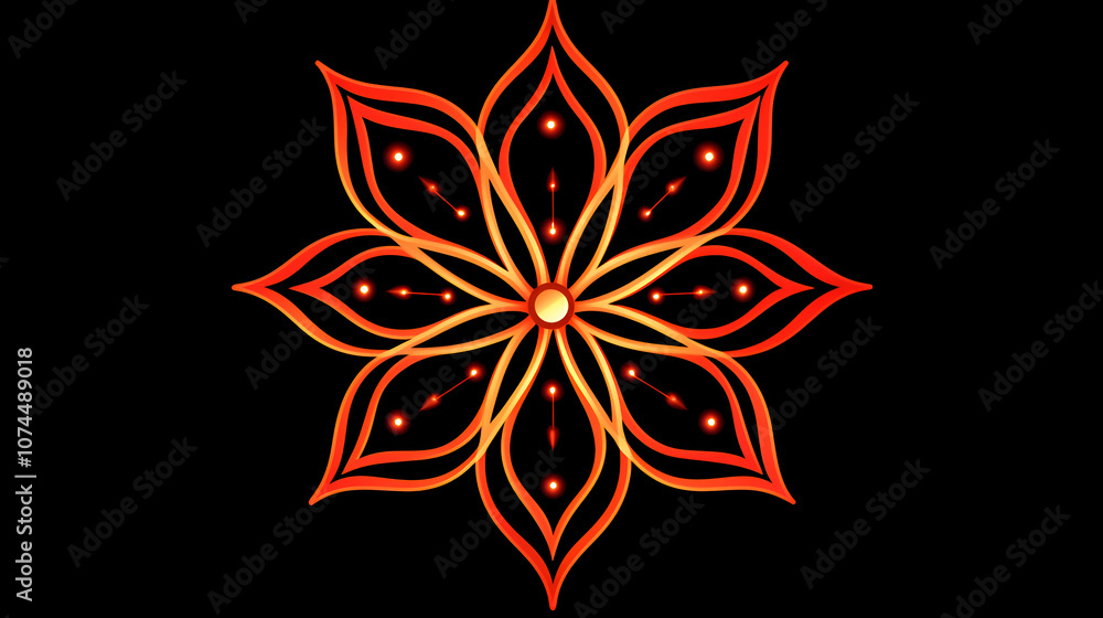Vibrant Abstract Flower Mandala Design with Bold Colors on Black Background Vibrant Abstract Flower Mandala Design with Bold Colors on Black Background