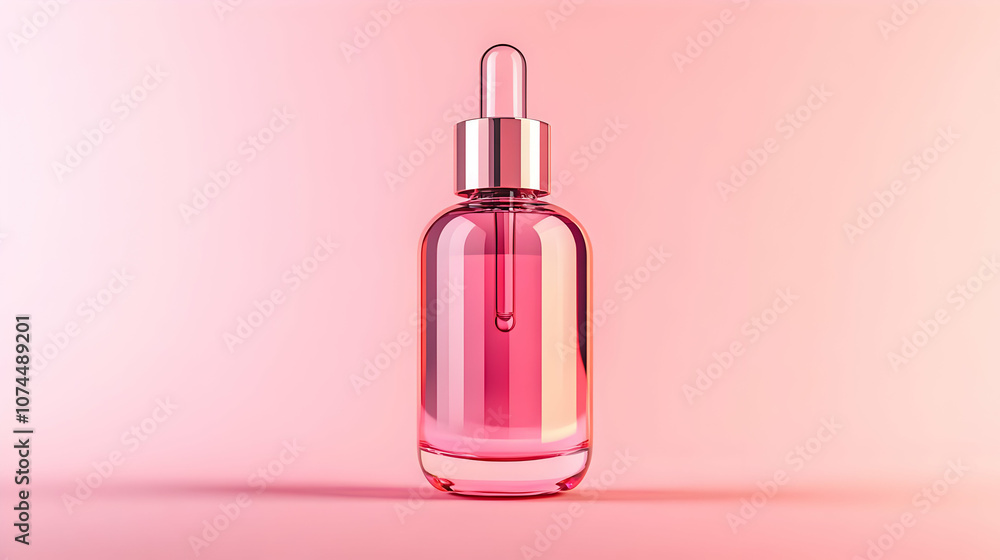 Glass Dropper Bottle Mockup on Pink Background 3D Illustration Glass Dropper Bottle Mockup on Pink Background 3D Illustration