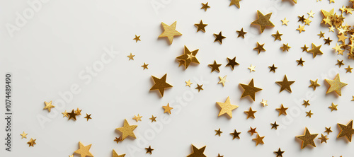 gold stars sparkling confetti on white background 16