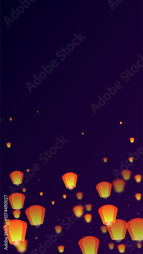 Sky lanterns floating in the night sky.