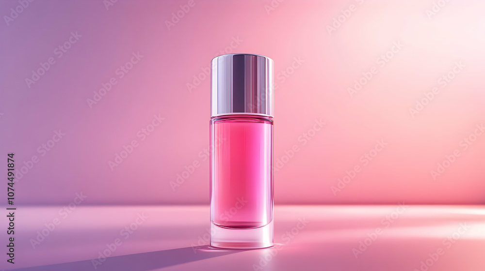 Pink Perfume Bottle on Gradient Background - 3D Illustration Pink Perfume Bottle on Gradient Background - 3D Illustration