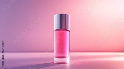 Pink Perfume Bottle on Gradient Background - 3D Illustration