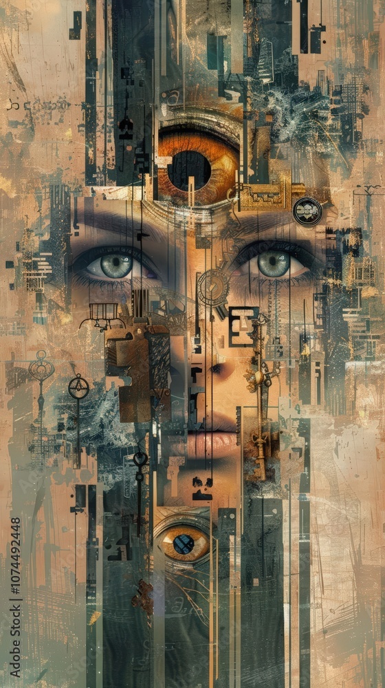 Bring the psychological concept of the subconscious mind to life using a digital collage of layers Bring the psychological concept of the subconscious mind to life using a digital collage of layers