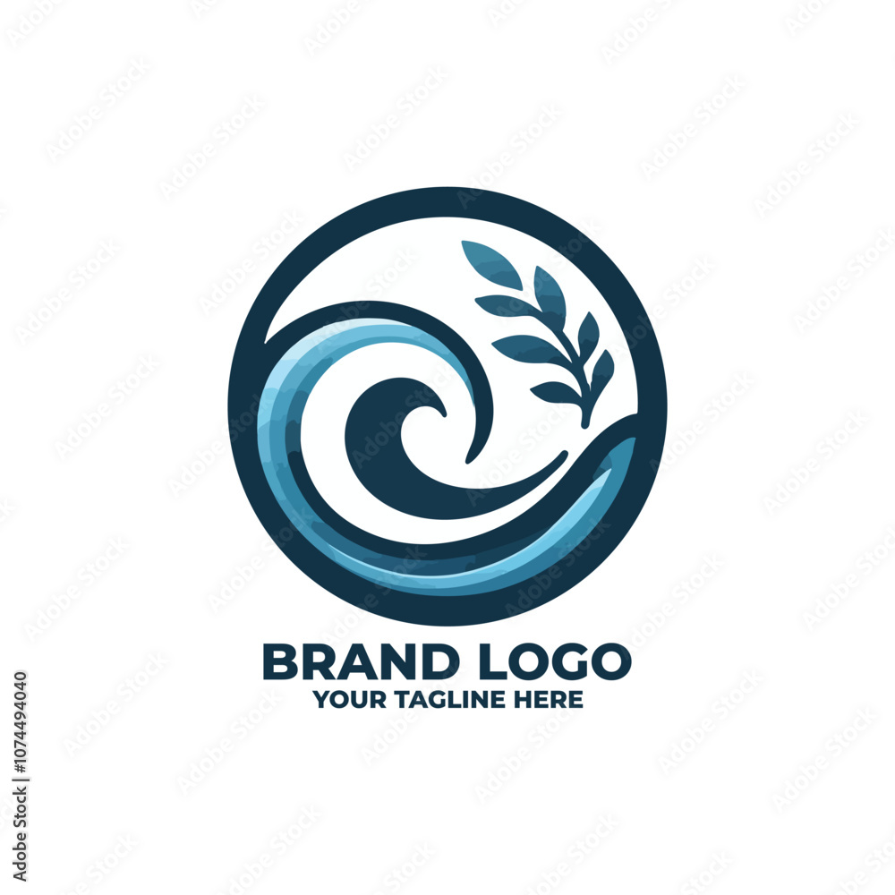 minimalist flat logo with a wave inside a circle minimalist flat logo with a wave inside a circle