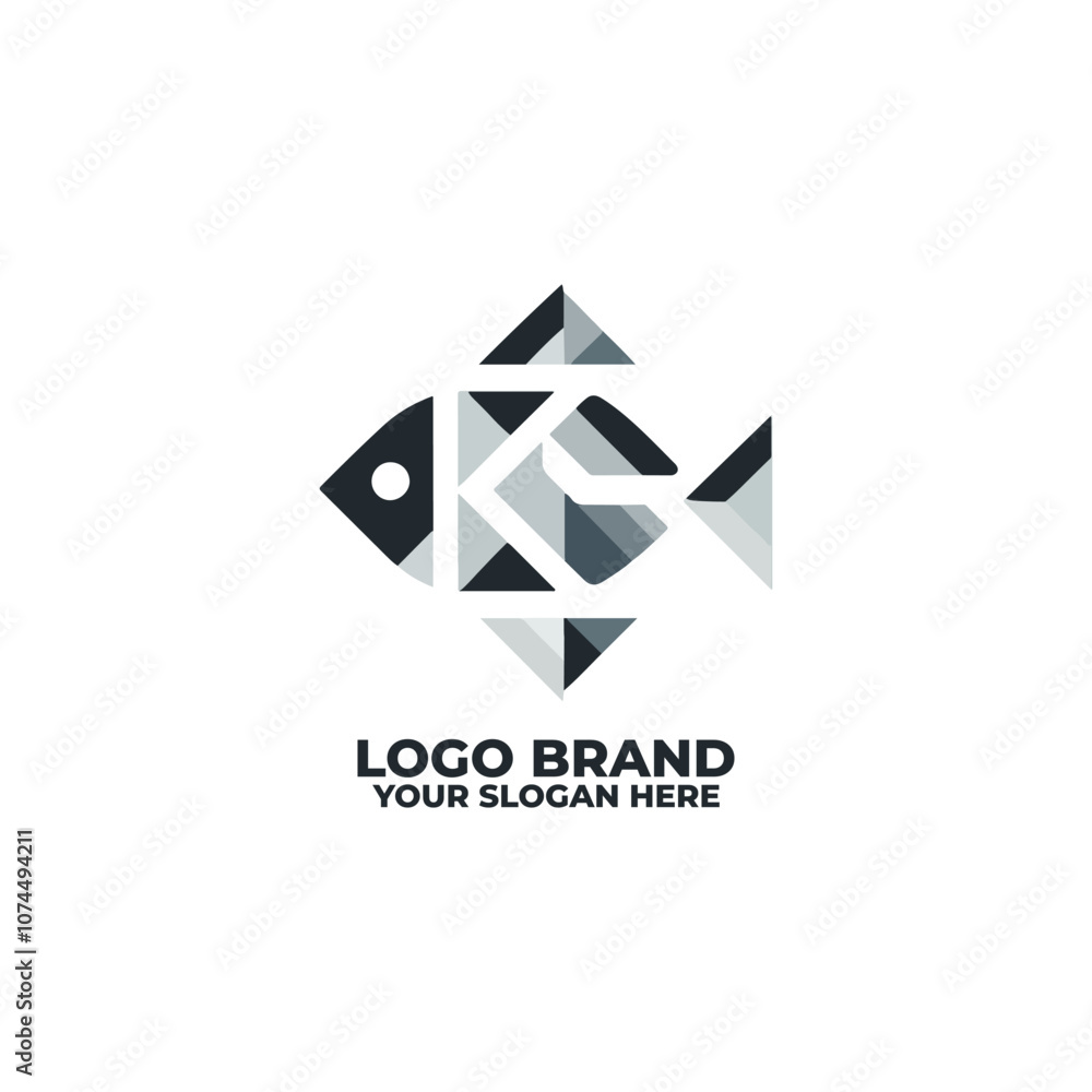 flat logo of a fish made from geometric shapes flat logo of a fish made from geometric shapes