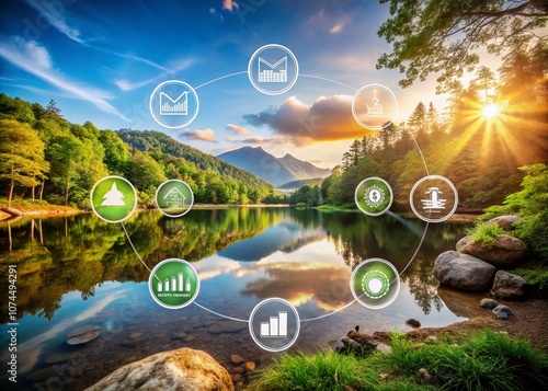 Wallpaper Mural Financial Icons in Dual Colors Representing Accounting Concepts for Creative Landscape Photography Torontodigital.ca