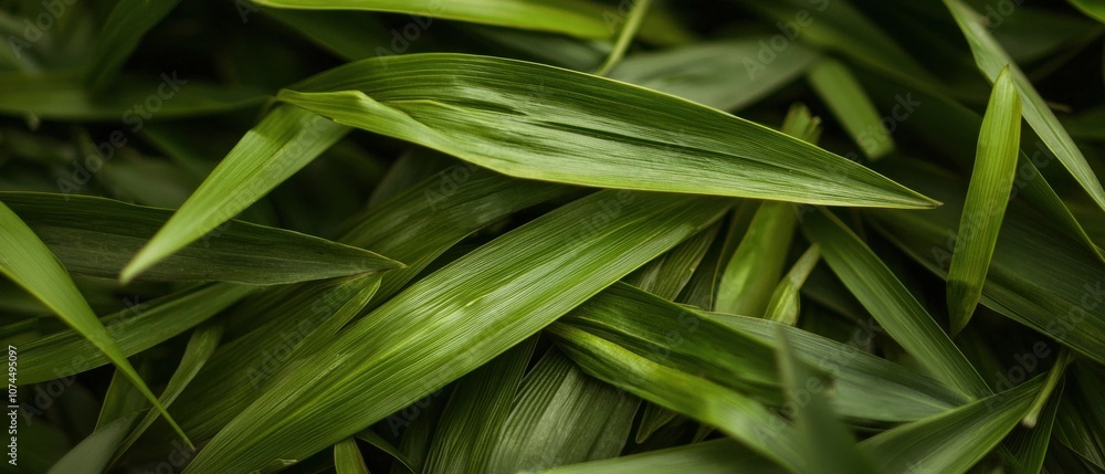 Close-up of lush green leaves showcasing their intricate textures and vibrant color against a dark backdrop. Close-up of lush green leaves showcasing their intricate textures and vibrant color against a dark backdrop.