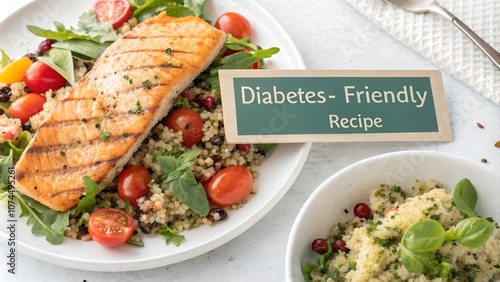 Food for diabetes with Fresh Salmon and Nutritious Quinoa Salad photo