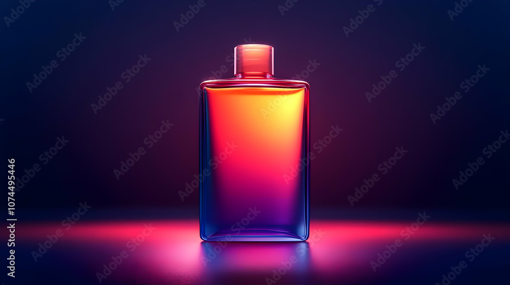 Neon Glass Bottle with Gradient Colors - 3D Illustration Neon Glass Bottle with Gradient Colors - 3D Illustration