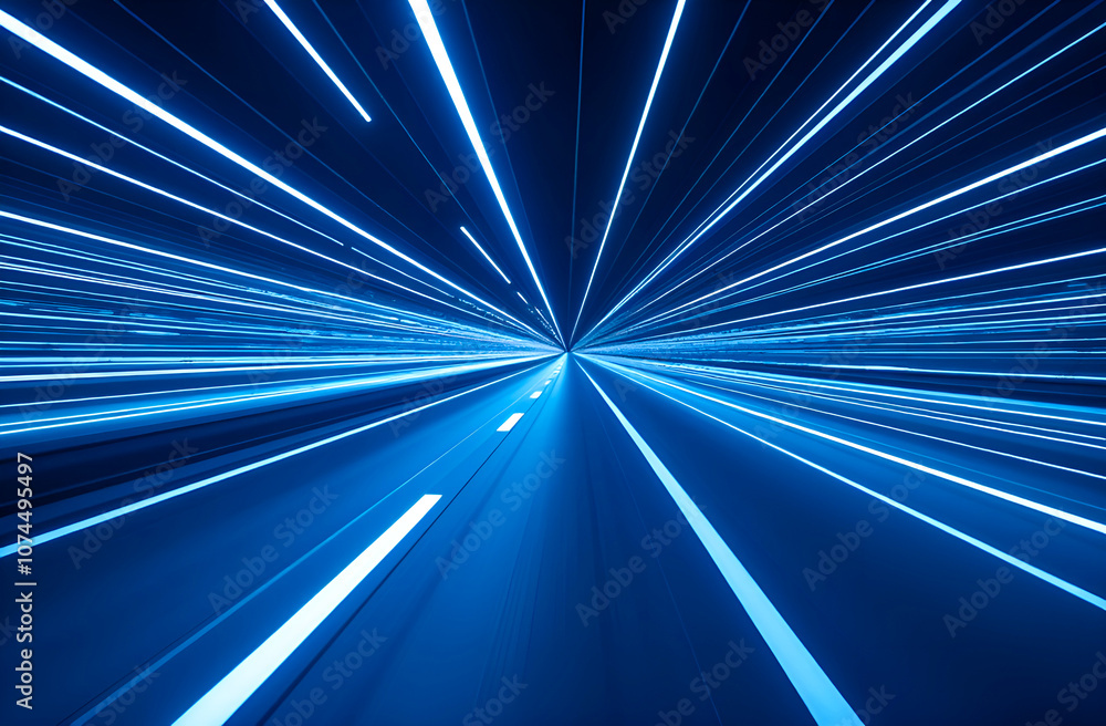 Abstract blue white lines forming tunnel speed and movement Abstract blue white lines forming tunnel speed and movement