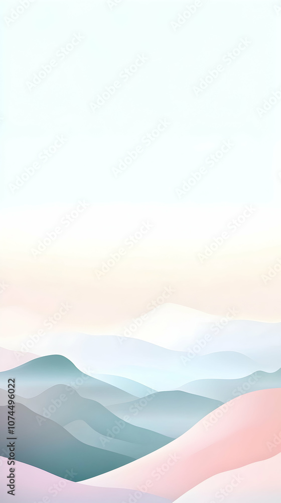 Abstract pastel mountain landscape with a soft, dreamy sky. Abstract pastel mountain landscape with a soft, dreamy sky.