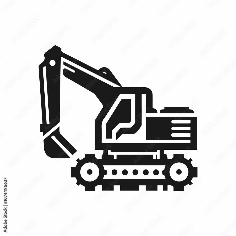 Naklejka premium Simple Excavator Silhouette for Construction Business Logo