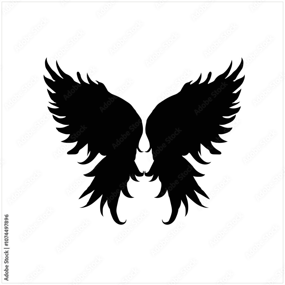 Fototapeta premium Angel wings, bird wings collection cartoon hand drawn vector illustration. Logo, icon.