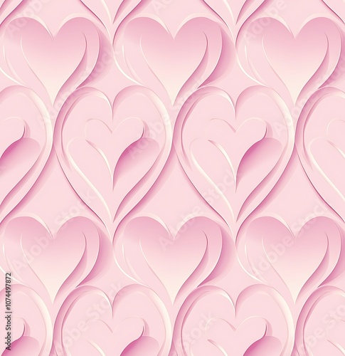 Pink heart pattern, pink background, simple paper cut style