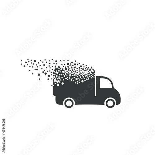 The moving truck dissolves in a cloud of bubbles. Dispersion