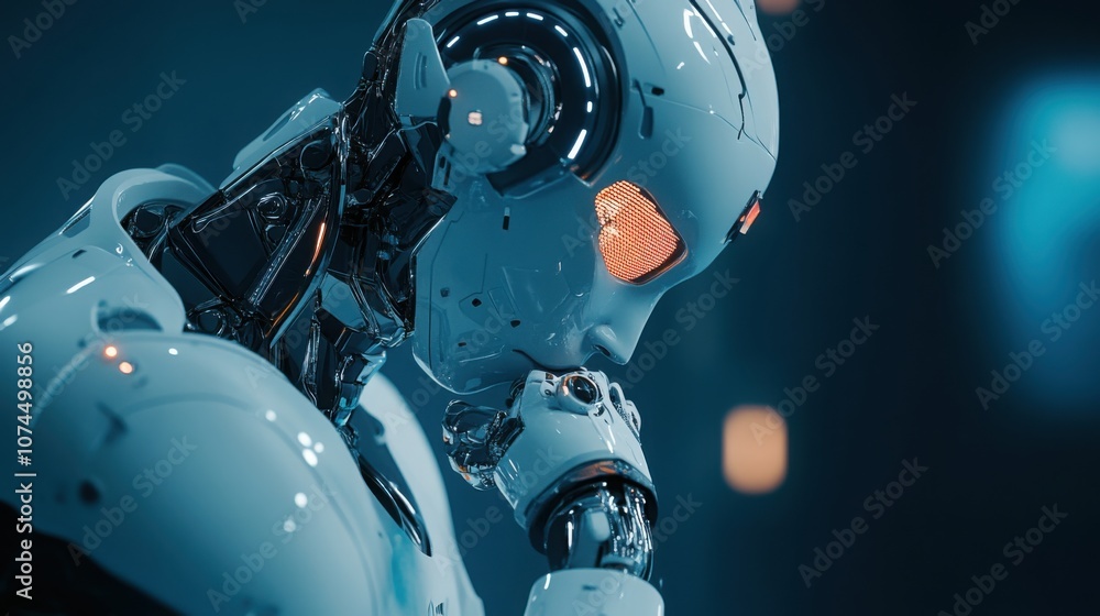 AI-driven robotic surgeon preparing for a precise surgery, innovative healthcare technology AI-driven robotic surgeon preparing for a precise surgery, innovative healthcare technology
